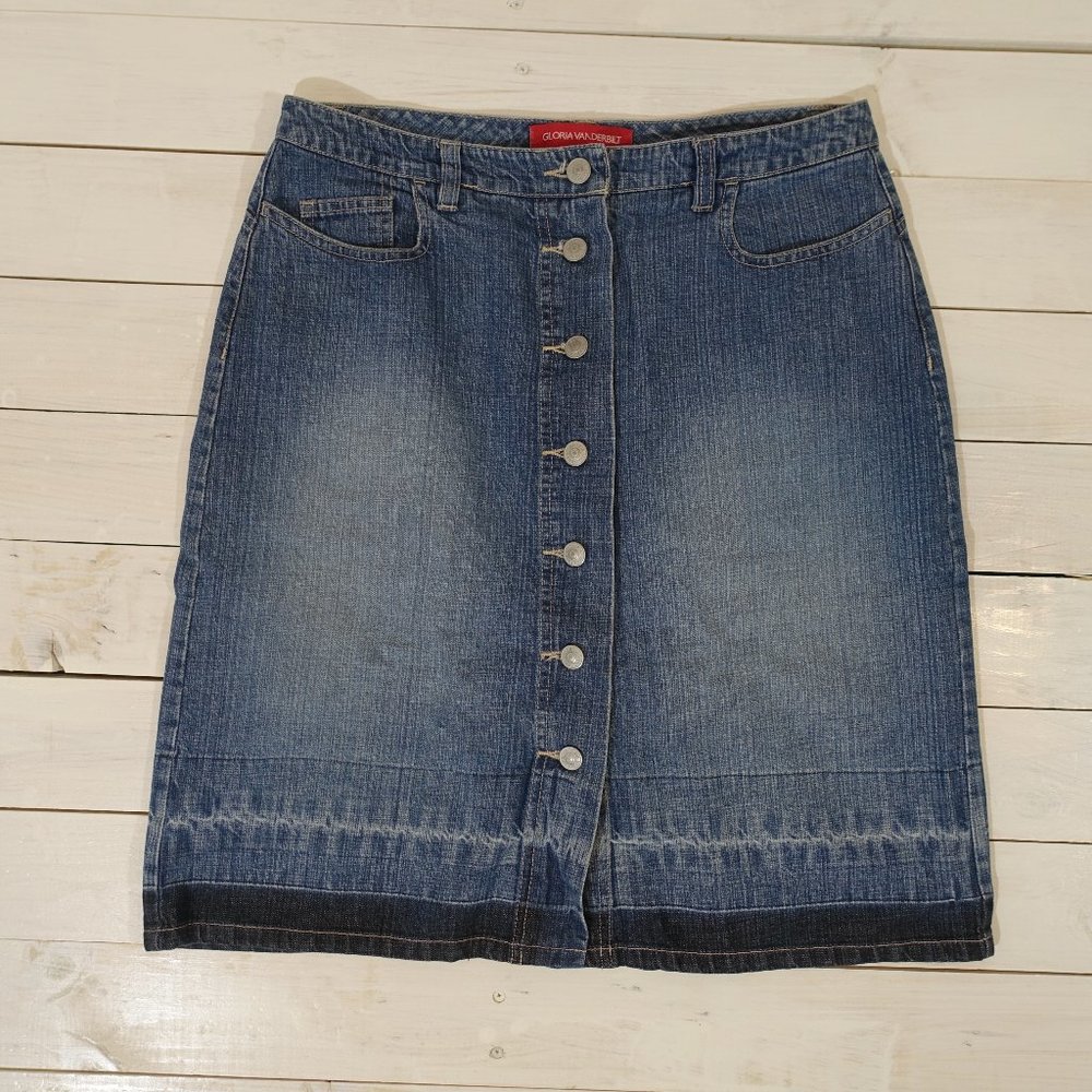 Vintage Gloria Vanderbilt Two Tone Denim Skirt